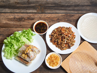 Spring rolls and rice paper.