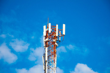 Antenna transmission communication. Cell phone signal base station