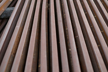 Stack of Iron rusty rails for the railway
