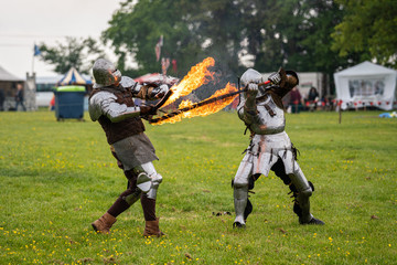 Knights sword fighting with Fire