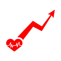 Health growth chart. Graph of recovering soundness red heart - health symbol