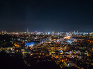 Fototapeta na wymiar Night aerial view of Seoul
