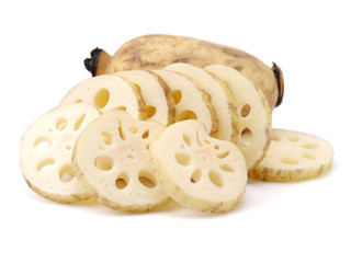 Lotus root on the white background