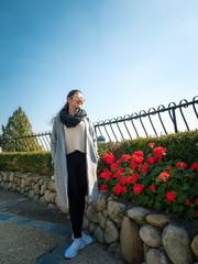 person with a bouquet of flowers