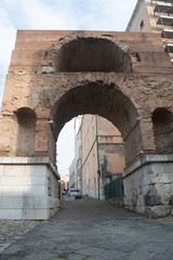 Benevento/Italy - May 19, 2020: the famous arc called "arco del sacramento" in benevento