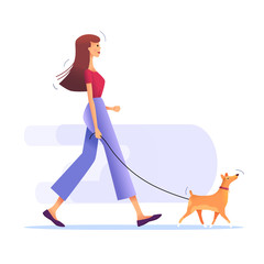 Woman walking her dog