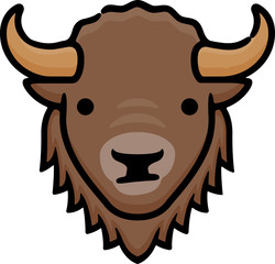 Buffalo Head Doodle Sketch Icon