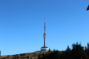 Fototapeta na wymiar tv tower on the top of the mountain