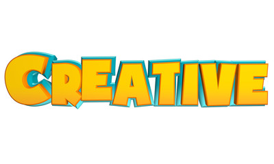 Creative high detail yellow and blue comic font. Multilayer funny colorful 3d render text.