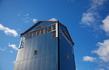 Fototapeta premium Umea, Norrland Sweden - April 25, 2020: block room built as a tower overlooking Roback