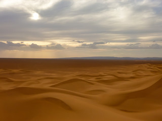 Sunset in the Sahara desert