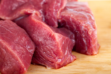 Close-up shot of chopped raw meat, food