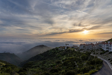 Sunset over the clouds in Laguna Beach California