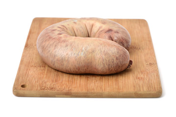 Blood sausage on a white background.