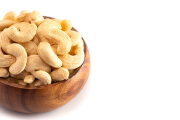 Bowl of Raw Natural Cashews Isolated on a White Background