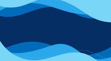 Sea waves curves deep blue layers shape abstract background, a middle area for inserting text