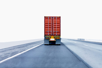 Truck on road container, transportation concept.,import,export logistic industrial Transporting...