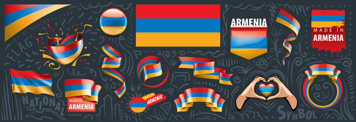 Vector set of the national flag of Armenia in various creative designs