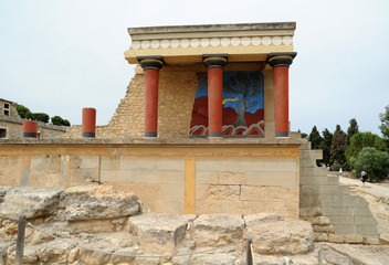 Le bastion nord-ouest du palais de Cnossos en Crète