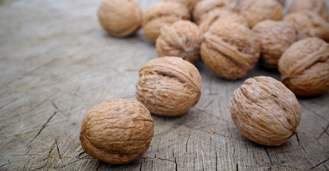 walnuts on a wooden table