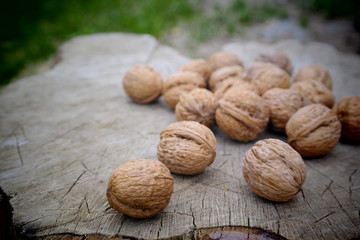 walnuts on wooden background