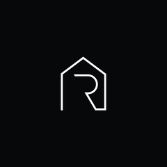 Letter R in vector for Real Estate , Property and Construction Logo design for business corporate sign. Minimal logo design template on white background.