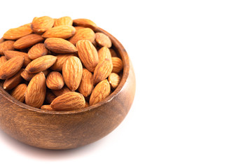 Bowl Full of Raw Natural Almonds Isolated on a White Background