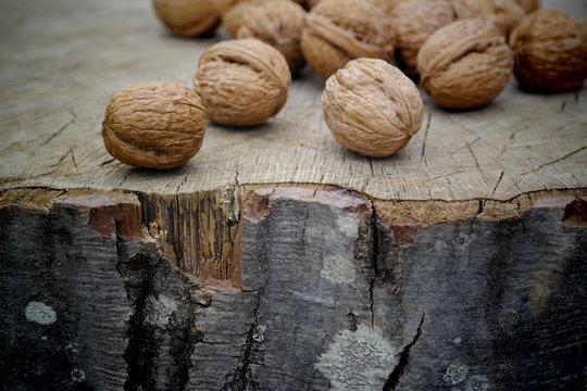 Walnuts On Wooden Background