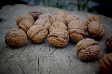 walnuts on wooden background