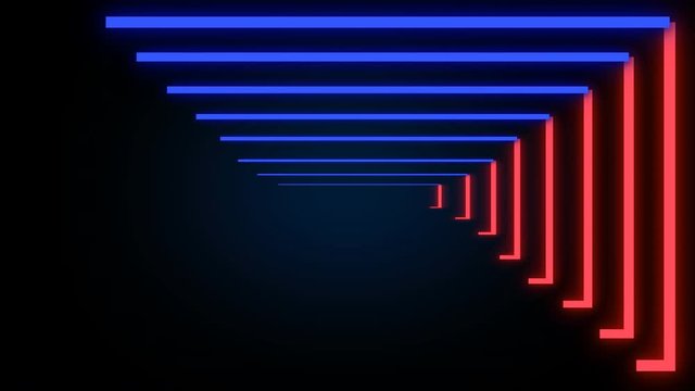 The 80s retro style neon signboard animation, with infinite rectangle tunnel animation in neon light
