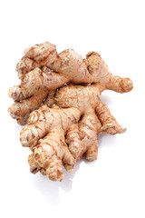 Ginger.ginger root on white background