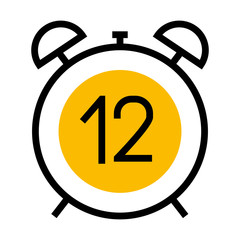 alarm clock with 12 number icon, half color half line style