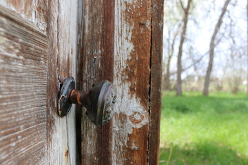Antique Door Knob with Distressed Wood