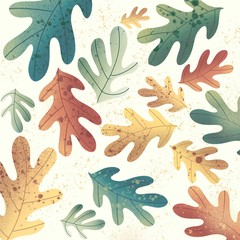 colorful pattern with leafs prints.