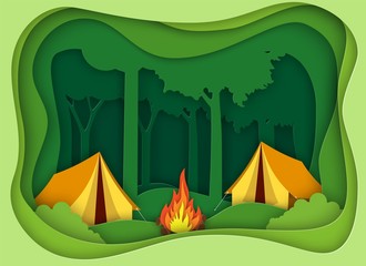 Pape summer landsape. Background for summer camp, nature tourism, camping design concept.