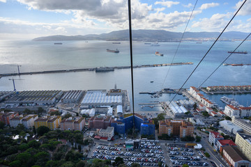 Elevated view of city on the coast, Gibraltar, British Overseas Territory, Iberian Peninsula