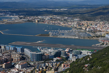 Fototapeta na wymiar Elevated view of city on the coast, Gibraltar, British Overseas Territory, Iberian Peninsula