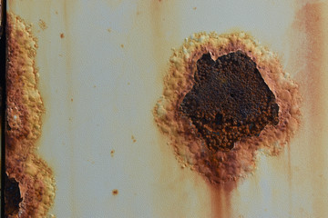 Old steel plate Corrode. A rotted metal panel covered in rust