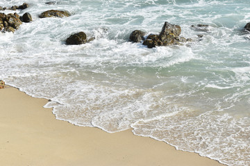 Ocean waves and sandy beaches