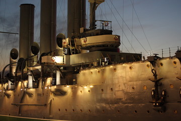 White nights, Aurora cruiser, Saint Petersburg