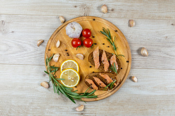 red fish fillet on the bread