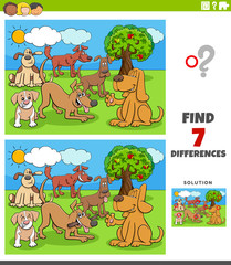 differences educational game with cartoon dogs group