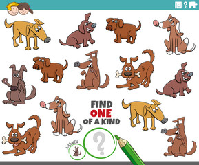 one of a kind game for children with dogs and puppies