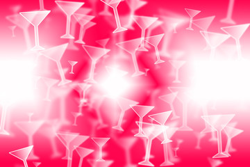 A beautiful glowing martini glass of bokeh effect on a colorful background, bokeh light