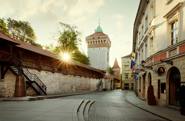 St. Florian's Gate in Krakow old town, Poland - obrazy, fototapety, plakaty