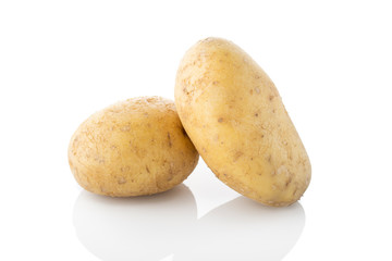 Potato. Two yellow potatoes on a white background. (Tr - patates)
