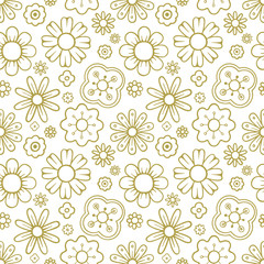 Fototapeta na wymiar Seamless pattern with hand drawn different flowers. Sketch drawing various plants seamless vector pattern. Seamless colorful floral background. Part of set.