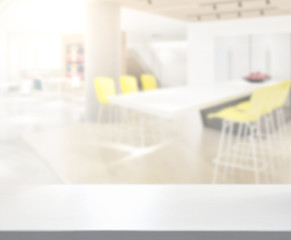 Table Top And Blur Dining Room Of  Background