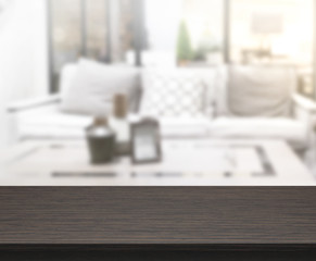 Table Top And Blur Living Room Of Background