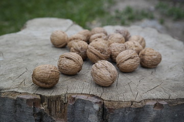 walnuts on wooden background